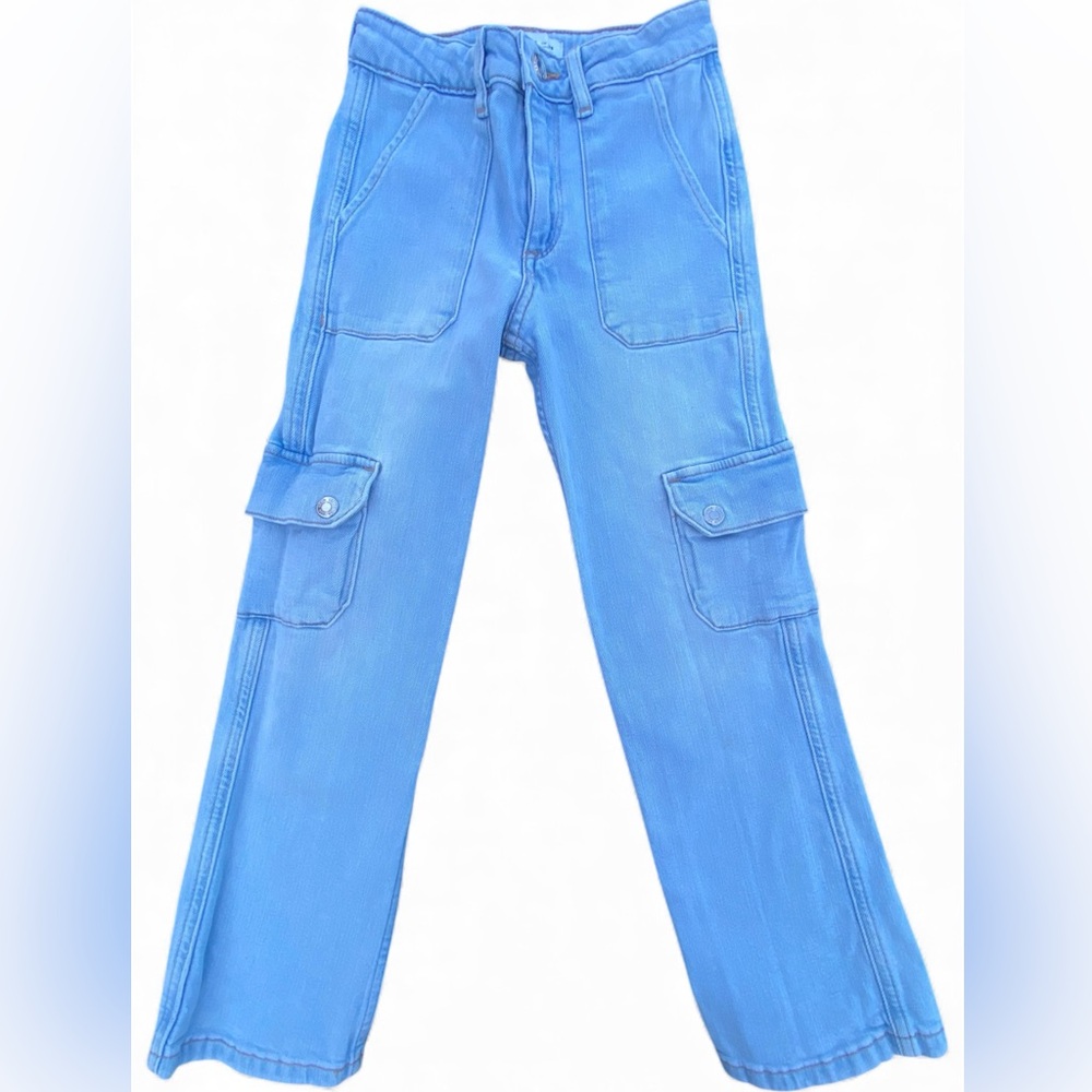 Zara GIRLS Light Blue Denim Cargo Jeans Size 8